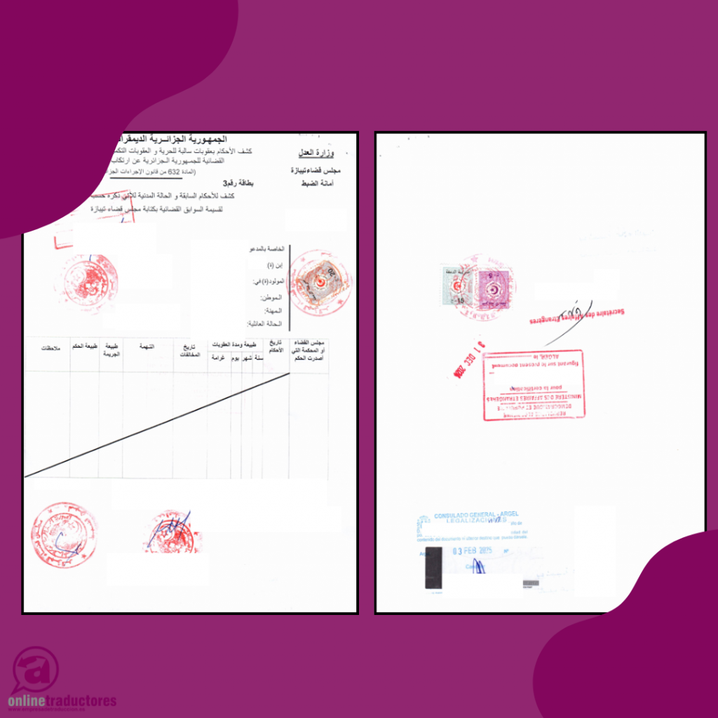 Traducción jurada de antecedentes penales de Argelia